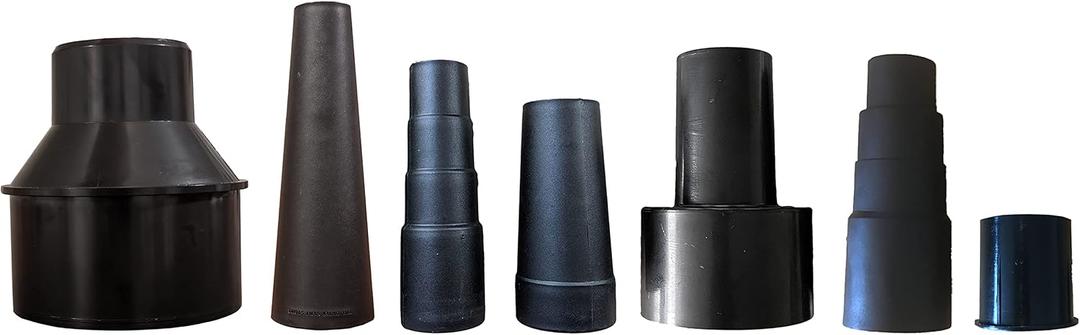 Dust Collection Cone Reducer 4-Inch to 2 1/2-Inch plus 6 Vacuum Hose Adapters Fits 1 1/16 to 1 3/4 inches Includes a Shop Vac Adapter 2 1/2-1 1/4 inch with Plastic Sleeve and 1 Rubber Reducer