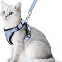 PUPTECK Cat Harness and Leash Set Escape Proof Reflective Cat Walking Harness Adjustable Soft Breathable Mesh Vest for Small Pets, Sky Blue, S (S (NECK 9.5"-11", CHEST 13"-16"))