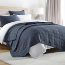 100% Cotton Quilt Set Queen Size, Denim Blue Pre-Washed Bedspreads Coverlet Set in Geometric Pattern, Cozy Lightweight Stitching Decorative Bedding Cover with 2 Shams for All Season