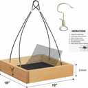 Cedar Wood Platform Tray Bird Feeder 10 - Hanging Bird Feeder for Outside Outdoor - Stainless Steel Cable Mesh Base - Weather Proof Birdfeeder for 10 Years - Longtime Outdoor Lasting Heavy Duty