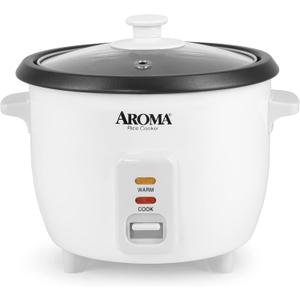 Aroma Housewares Aroma 6-cup (cooked) 1.5 Qt. One Touch Rice Cooker, White (ARC-363NG), 6 cup cooked/ 3 cup uncook/ 1.5 Qt.