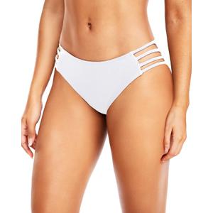 Tempt Me Women Strappy Bikini Bottom Full Coverage Bathing Suit Bottoms Swimsuit Bottom (Small, White)