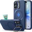 ESR Silicone Case for iPhone 17, Built-in Camera Stash Stand Compatible with MagSafe, Military-Grade Drop Protection Magnetic Phone Case for iPhone 17, Cloud Series, Navy Blue