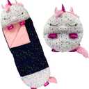 Happy Nappers Pillow & Sleepy Sack- Comfy, Cozy, Compact, Super Soft, Warm, All Season, Sleeping Bag with Pillow- Medium 54 x 20, Shimmer Unicorn