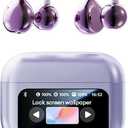 M100 Clip On Ear Headphones with Audio-Visual Future Touch Screen, Audio Wireless Headphones for Music & Phone Calls,Sport Waterproof 8. Sweatproof (Purple)