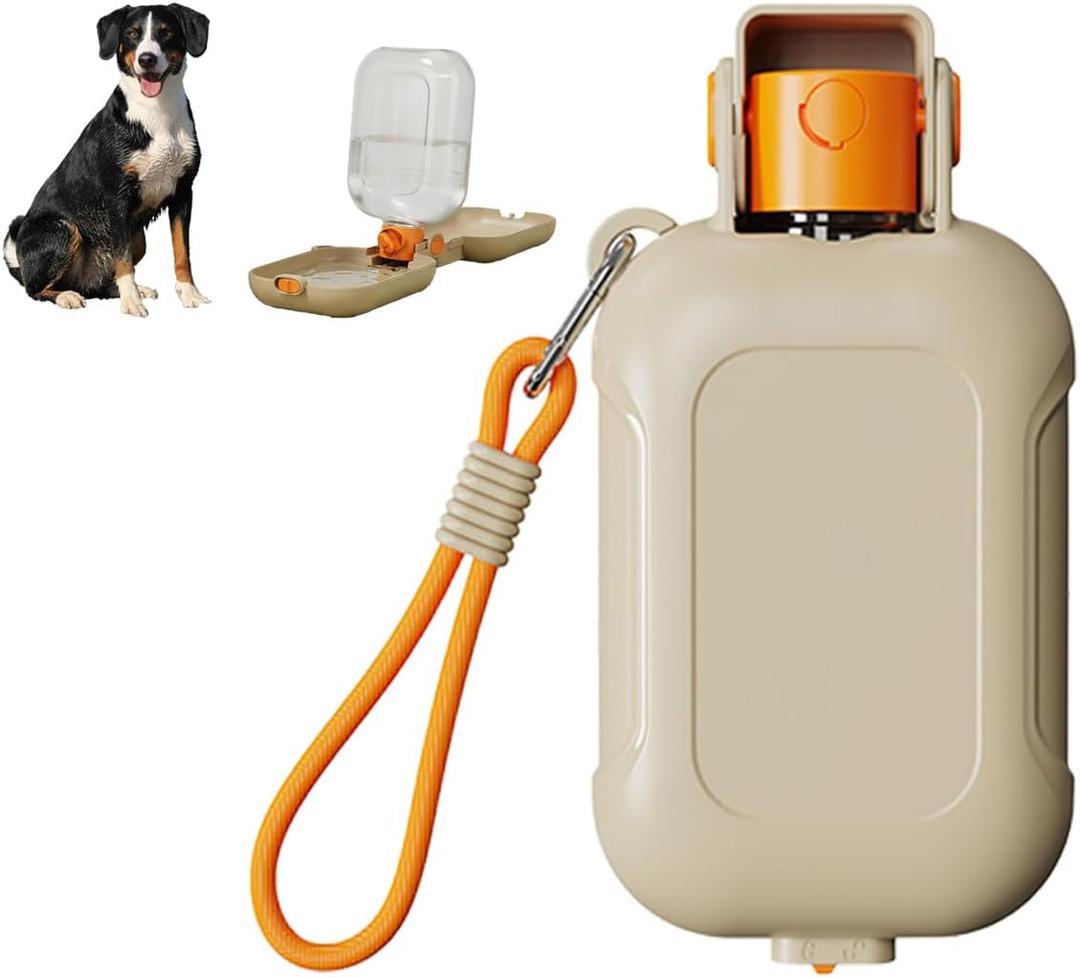 3-in-1 Portable Pet Feeding & Drinking Dispenser, 16oz Dog Water Bottle with 2 Bowls for Puppy Small Medium, Large Dogs,Perfect for Walking, Hiking, Car Trips