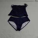ZAFUL Womens Tankini Swimsuits 2025 Spaghetti Strap Two Pieces Ruched Top Tummy Control High Waisted Bottom Bathing Suits (Small, 1-deep Blue)