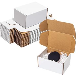 White Shipping Boxes 6x4x3" 25 Pack - Corrugated Cardboard Mailing Boxes for Small Business - Literature Mailer Packaging Supplies