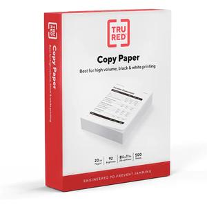 TRU RED Printer Paper, 8.5" x 11", Designed for High-Speed Printers, 92-Brightness