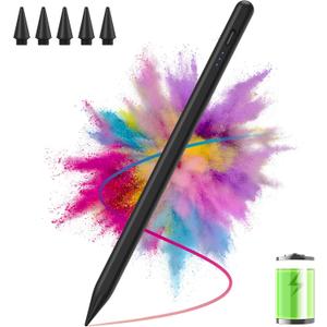 Stylus Pen Apple Pencil for iPad 2018-2025, Faster Charging Magnetic Pen with Tilt Sensitivity & Palm Rejection, Pencil for iPad A16/6/7/8/9/10/11, iPad Pro 11"/12.9"/M4, IPad Air 3/4/5/M2/M3 (Black)