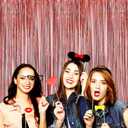 2 x 4P Metallic Foil Fringe Tinsel Table Skirts for Rectangle Tables Backdrop Banner Streamer Garland Curtains for Parade Floats Wedding Graduation Anniversary Birthday Parties Decoration (Rose Gold)