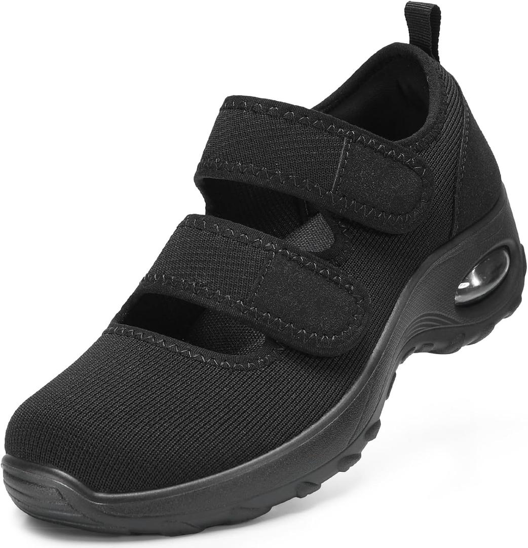 STQ Womens Walking Shoes Non Slip Orthopedic Shoes Adjustable Diabetic Shoes Comfort Mary Jane Shoe