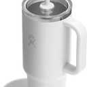Hydro Flask 24 Oz Travel Tumbler with Handle, Clear Lid and Straw - Insulated Stainless Steel (40 Ounces, White)