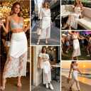 Women's 2026 Lace Patchwork Bodycon Skirt - High Waist Elegant Solid Maxi Long Skirt