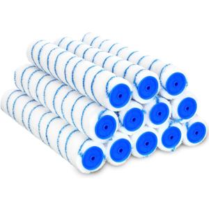 Leumoi 12 Pcs 14 Inch 3/8" Nap Paint Roller Covers Bulk Microfiber Refill Roller Cover with End Caps Painter Lint Free Paint Kit Home Repair Tools for Most Types of Surfaces