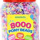 8000+ pcs Pastel Pony Beads for Bracelet Multi-Colored Making Beads Bulk for Hair Braiding DIY Crafts Kandi Jewelry Key Chains and Ornaments Decorations,10 Assorted Colors,Boxed (Macaron, 6 * 9)