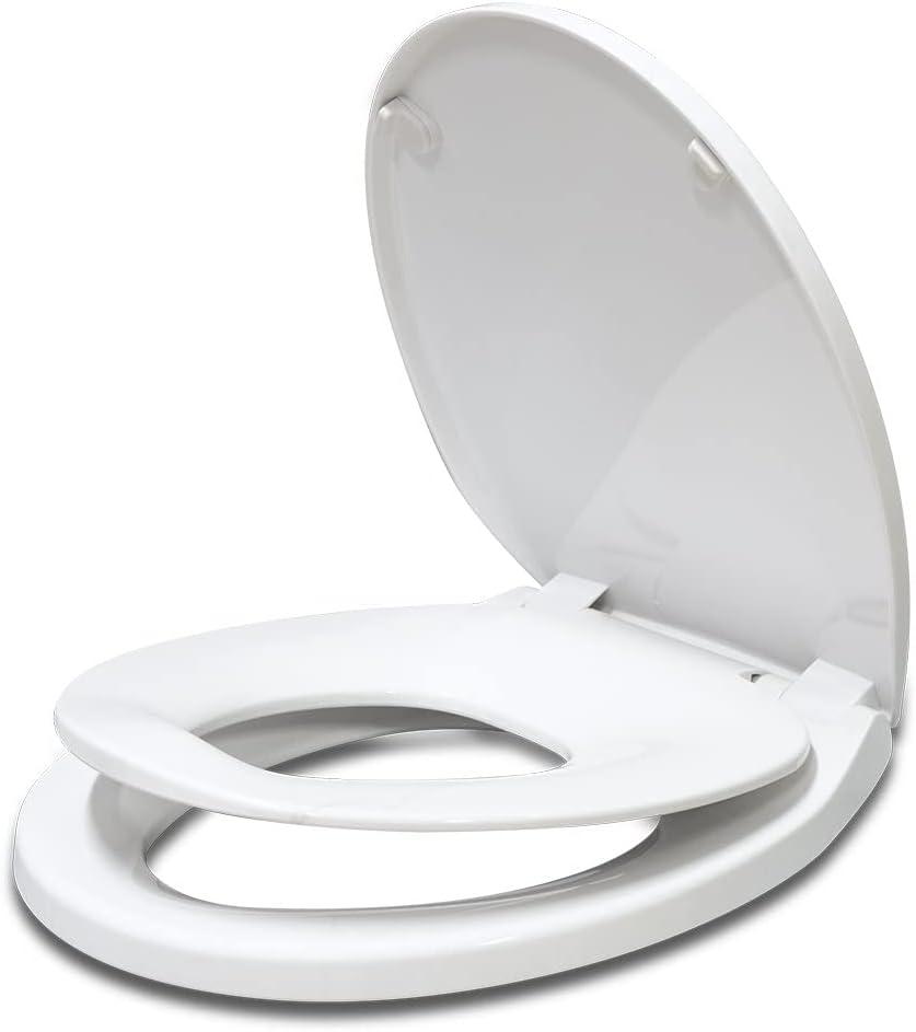 Round Toilet Seat with Built-In Toddler Training Seat