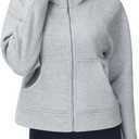 THE GYM PEOPLE Women's Full-Zip Up Hoodies Jacket Fleece Workout Crop Tops Sweatshirts with Pockets Thumb Hole