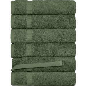 SALBAKOS 100% Turkish Cotton Hand Towel Set of 6 16x30 inch | Heirloom Quality | Hotel & Spa Collection | Ultra Soft, Super Absorbent, Long Lasting Hand Towels | Made in Turkey (Green, 6 Hand Towels)