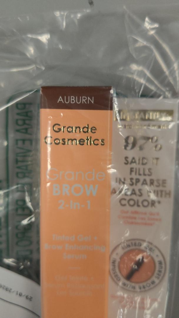 Grande Cosmetics GrandeBROW 2in1 Tinted Brow Gel + Brow Enhancing Serum for Thicker & DarkerLooking Eyebrows, Shape & Fill Brows, with Castor Oil & Mini Fibers  Auburn, Full Size (0.12 fl oz)