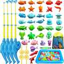 TOY Life 4-Player Magnetic Fishing Game for Kids 3-5 - Toddler Fishing Pole Set with Fish Toys - Bath & Pool Toys - Water Table Accessories - Educational Fishing Toy Rod for Boys Girls