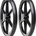 20" Flat Free Wheelbarrow Tires, Pu Non-inflated Wheels Compatible with 2.44" Centered Hub for rubber-maid Garden Carts, Garden Trailers, Roofing Equipment