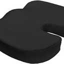 5 Stars UNITED Orthopedic Memory Foam Office Chair and Car Seat Pad Comfort Cushion for Back Pain and Sciatica Relief (Black)
