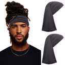Leeven 2 Pieces Wide Elastic Loc Cap and Long Braid Cover for Full Hair, Stocking Sleep - Black