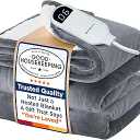Bedsure Electric Blanket Twin with Preheat Function  Soft Flannel Heated Blanket Twin Size, Fast Heating with 6 Time Settings (Up to 10H) & 6 Heat Settings, Gifts for Grandma (62x84 inches, Grey)