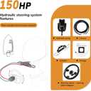 100HP/150HP/300HP Hydraulic Outboard Steering Kit, Marine Hydraulic Steering System with Bi-Directional Locking Cylinders and High Strength Nylon Hose, Single Station, Single Engine Use