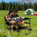 Anbte Folding Camping Table, 36" x 24" Portable Table Adjustable Height Max 28 inch Aluminum Folding Table with Storage Net, Lightweight, Portable Handle for Travel, Outdoor, Backyard (Black), 36"L x 24"W x 27.5H"
