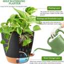 2 Pack 8 Inch Pots for Plants Indoor, Plastic Self Watering Planters with Drainage Holes, Water Level Indicator & Deep Reservoir, Decorative Flower Pots Indoor Outdoor Use (Black