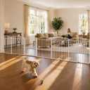No Pawblems Metal Freestanding Foldable Dog Gate with Door, 30'' Tall