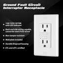 10 Pack GFCI Outlets 15 Amp, Non-Tamper Resistant, Decor GFI Receptacles with LED Indicator, Ground Fault Circuit Interrupter, Wallplate Included, ETL Listed, White