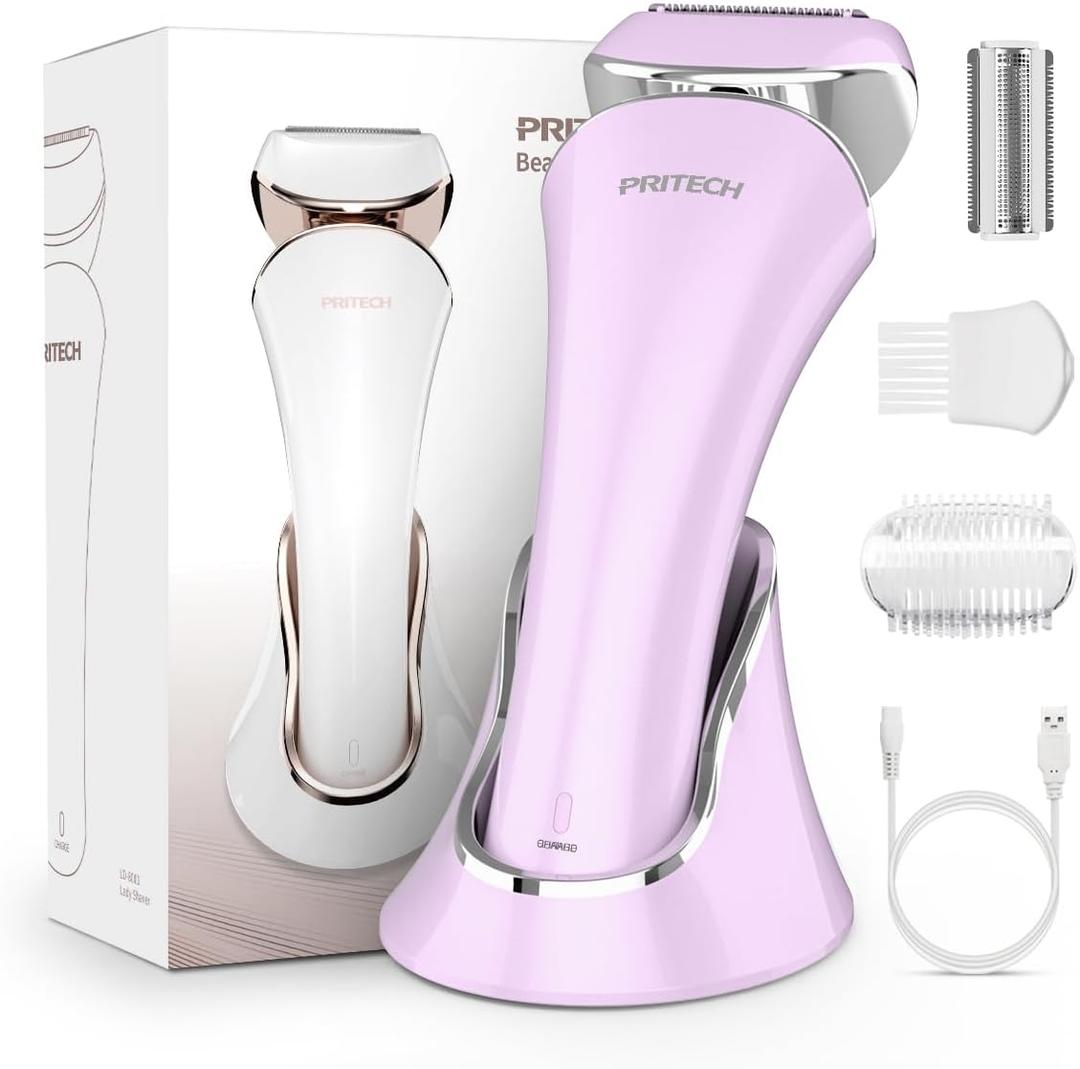 Electric Shaver for Women Rechargeable Wet Dry Electric Razor for Women, Waterproof Lady Shaver for Legs Arm Underarm Bikini Public Body Razor with One Extra Foil Blade (Lilac)