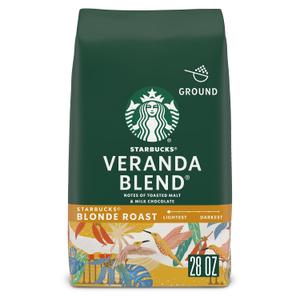 Starbucks Ground Coffee, Starbucks Blonde Roast Hot or Iced Coffee, Veranda Blend, 28 oz (EXP 03/11/26)