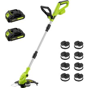 12" Cordless String Trimmer 2 X 2.0Ah Battery Powered Electric Weed Trimmer Grass Eater with Charger, 20V Lawn Mower Lawn Edger Auto Line Feed Grass Cutter Lightweight Yard Tools for Small Yard Garden