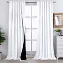 BGment Full Blackout Curtains with Thermal Insulation Liner Curtains 108 Inches Long, Rod Pocket and Back Tab Double Layer Room Darkening Curtains for Bedroom(52 x 108 Inch, 2 Panels, Pure White)