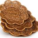 3 Pcs Poly Wicker Basket, Prune-Shaped Bread Baskets Sets, Vintage Storage Baskets Trays for Snack, Desserts, Bread, Fruits, Vegetables, Thanksgiving Table (3 Different Sizes)