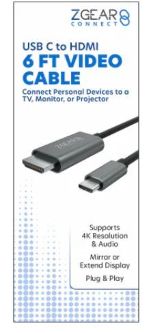 Zgear USB-C to HDMI Cable 6 Foot Supports 4K Resolution & Audio Plug & PlayD