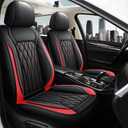 Pariitadin Leather Car Seat Covers Front Pair, Waterproof Faux Leather Seat Covers for Cars, Non-Slip Car Interior Covers Universal Fit for Most Cars Sedans Trucks SUVs, Black/Red Line