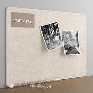 Large Felt Bulletin Board for Wall, 24"x18" Frameless Picture Board, Soft Felt Cork Board for Office, Home Planning & Office Wall Decor, Easy Install Pin Board (Beige)