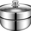 Steamer Pot for Cooking 11.9 inch Steamer Pot Upgrade Capacity, 2-tier Multipurpose 18/8 Stainless Steel Steam Pot Cookware with Lid for Vegetable, Dumpling, Stock, Sauce, Food