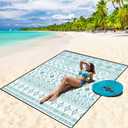 Beach Blanket Waterproof Sandproof Beach Mat 79" X 83"/10'x9'for 2-8 Adults Quick Drying Outdoor Picnic Mat Beach Accessories for Travel, Camping, Hiking (Boho Style Green)