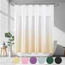 YI & ZE Waffle Weave Shower Curtain with Snap-in Fabric Liner Set, Hotel Style, Slub Textured Shower Curtain, 12 Metal Hooks Included, Waterproof Washable Heavyweight Fabric, Yellow, 72" W x 72" H