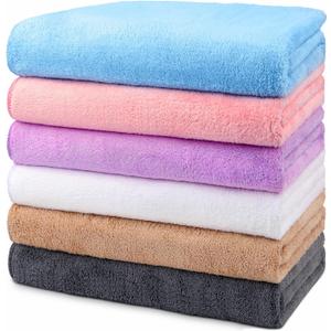Orighty Bath Towels Pack of 6(24'' x 48'') - Soft Feel, Highly Absorbent, Quick Drying for Body, Sport, Yoga, SPA, Fitness - Multi-Color