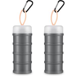 Baderke 2 Pcs Protein Powder Container with Funnels Stand, 4 Stackable Leakproof Protein Powder Dispenser, Portable Keychain Powder Container for Workout, Fitness, Travel(Black)