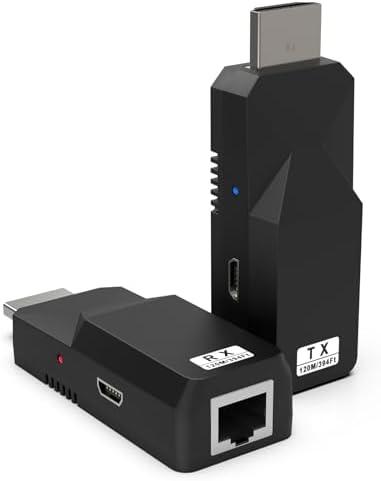 Pack of 2, Elalight HDMI Extender Over Cat5e/6/7, HDMI Adapter, No Delay, Plug & Play, 1080P Full HD Transmit Up to 394 Ft, HDCP1.2