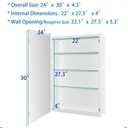 IDYLLOR Bathroom Medicine Cabinet with Beveled Edge Mirrored Door 24 x 30 inch, Recessed or Surface Mount, with Adjustable Glass Shelves