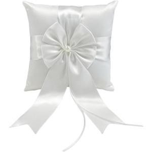 Ring Bearer Pillows for Wedding - Ivory Satin Ring Bearer Pillow with Elegant Bow Knot, Classic Wedding Ring Pillow Cushion for Ceremony, Wedding Party & Bridal Accessories